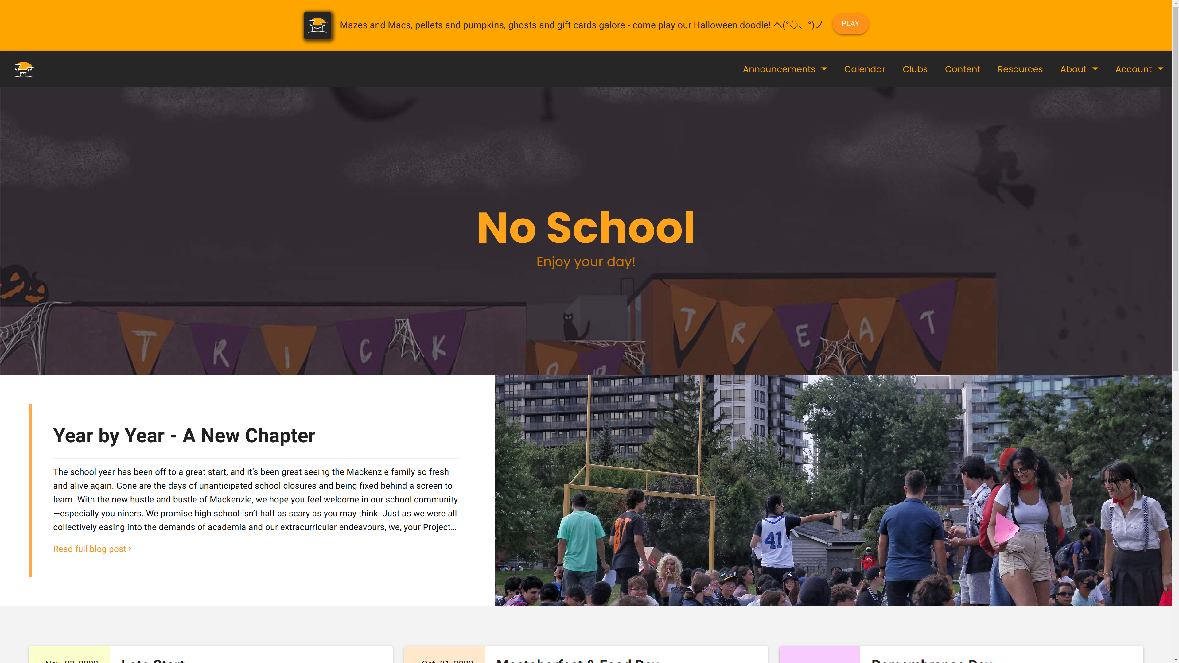 Screenshot of homepage.